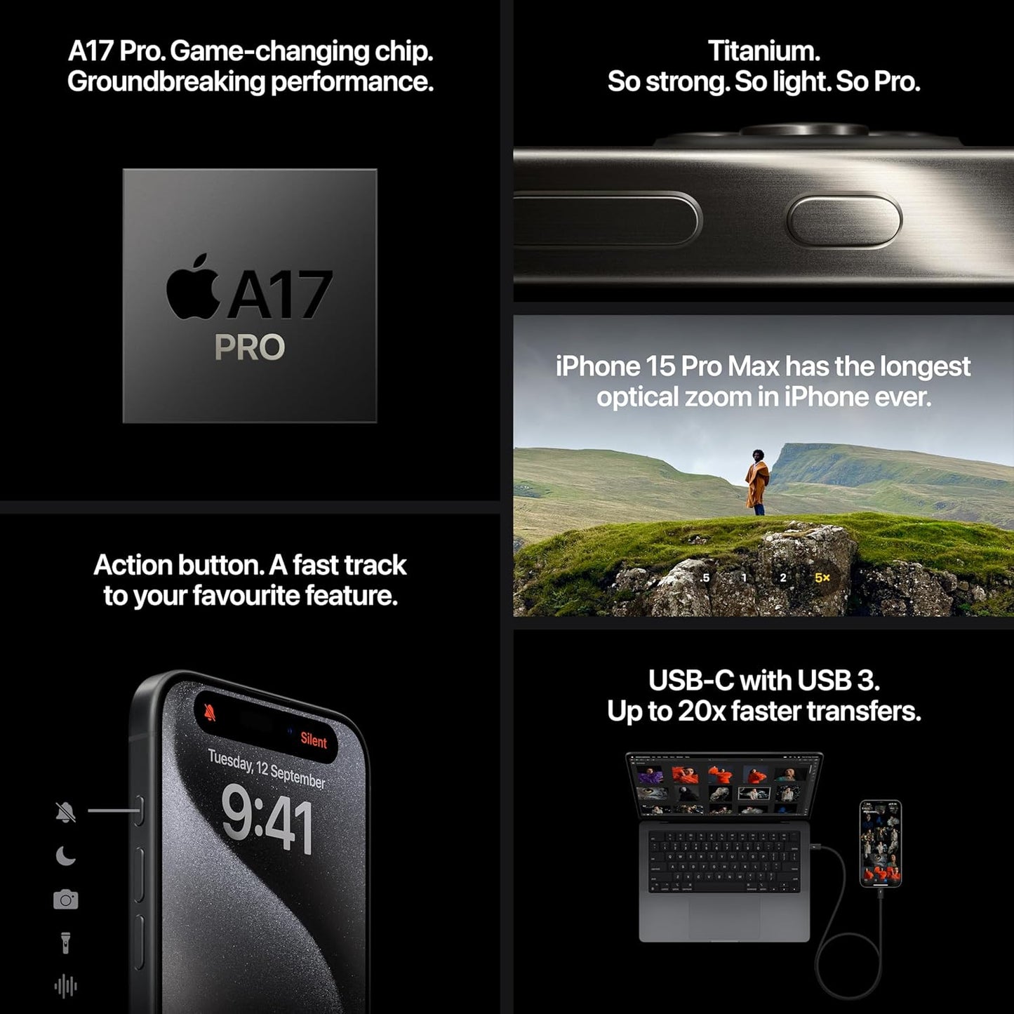 iphone 15 Pro Max 256GB, 512GB, 1TB / Black Titanium / White Titanium / Natural Titanium