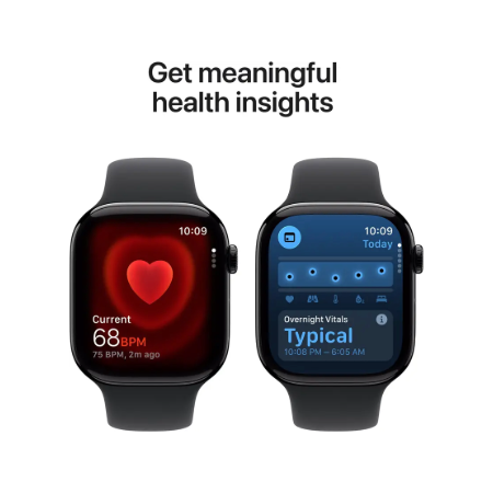 Apple Watch Series 11 GPS + Cellular 46mm Jet Black Aluminium Case, Black / Space Grey, Black / Rose Gold, Light Blush / Silver, Purple Fog with Sport Band - S/M & M/L : Pre-booking ₹5,000