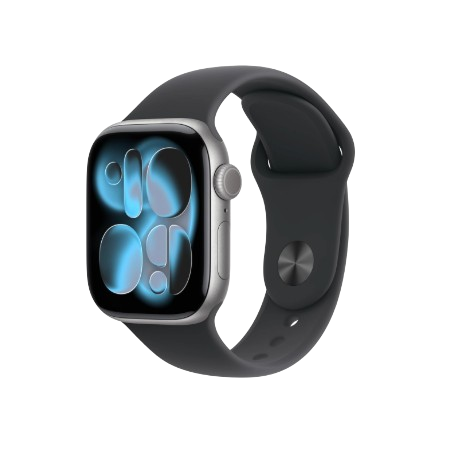 Apple Watch Series 11 GPS 42mm Jet Black Aluminium / Space Grey / Rose Gold Aluminium/Light Blush / Silver Aluminium/Purple Fog Case with Black Sport Band - S/M & M/L : Pre-booking ₹5,000