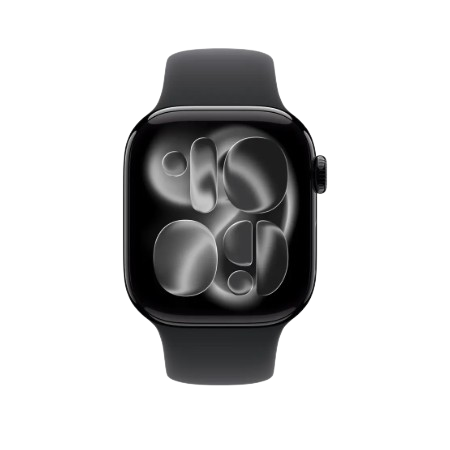 Apple Watch Series 11 GPS 46mm Jet Black Aluminium / Space Grey / Rose Gold Aluminium/Light Blush / Silver Aluminium/Purple Fog Case with Black Sport Band - S/M & M/L : Pre-booking ₹5,000