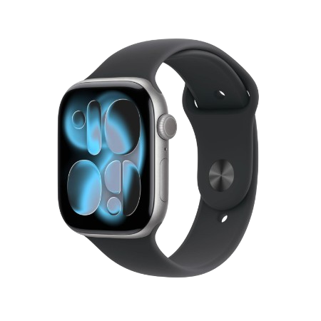 Apple Watch Series 11 GPS + Cellular 46mm Jet Black Aluminium Case, Black / Space Grey, Black / Rose Gold, Light Blush / Silver, Purple Fog with Sport Band - S/M & M/L : Pre-booking ₹5,000