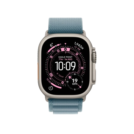 Apple Watch Ultra 3 GPS + Cellular 49mm Natural Titanium Case with Anchor Blue Ocean Band / Light Blue Alpine Loop (S/M/L) / Blue & Bright Blue Trail Loop (S/M, M/L