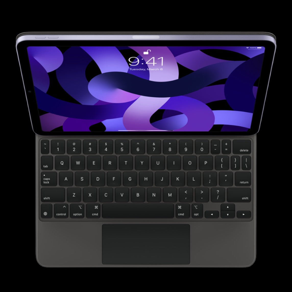 Image of the Apple Magic Keyboard, showcasing its sleek and minimalist design. The keyboard is shown against a white background, highlighting its compact layout, scissor mechanism keys, and built-in trackpad for seamless navigation and typing experience at icrescent apple store in chandigarh