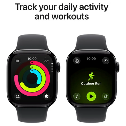 Apple Watch Series 11 GPS 42mm Jet Black Aluminium / Space Grey / Rose Gold Aluminium/Light Blush / Silver Aluminium/Purple Fog Case with Black Sport Band - S/M & M/L : Pre-booking ₹5,000