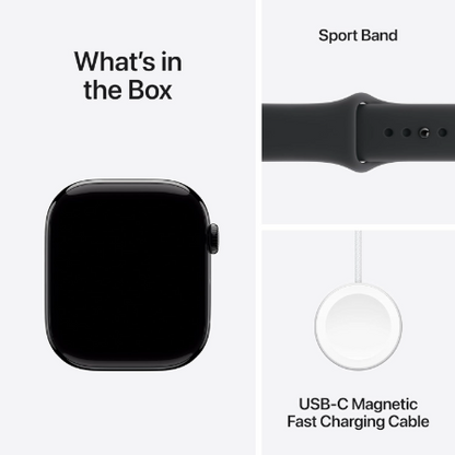 Apple Watch Series 11 GPS 46mm Jet Black Aluminium / Space Grey / Rose Gold Aluminium/Light Blush / Silver Aluminium/Purple Fog Case with Black Sport Band - S/M & M/L : Pre-booking ₹5,000
