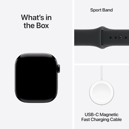 Apple Watch Series 11 GPS + Cellular 42mm Jet Black Aluminium / Space Grey / Rose Gold, Light Blush / Silver, Purple Fog with Sport Band - S/M & M/L : Pre-booking ₹5,000
