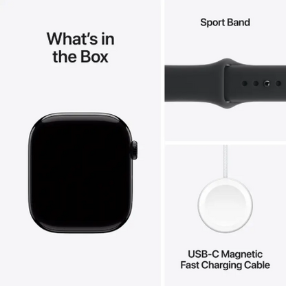 Apple Watch Series 11 GPS + Cellular 46mm Jet Black Aluminium Case, Black / Space Grey, Black / Rose Gold, Light Blush / Silver, Purple Fog with Sport Band - S/M & M/L : Pre-booking ₹5,000