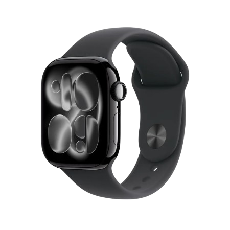 Apple Watch Series 11 GPS 42mm Jet Black Aluminium / Space Grey / Rose Gold Aluminium/Light Blush / Silver Aluminium/Purple Fog Case with Black Sport Band - S/M & M/L : Pre-booking ₹5,000
