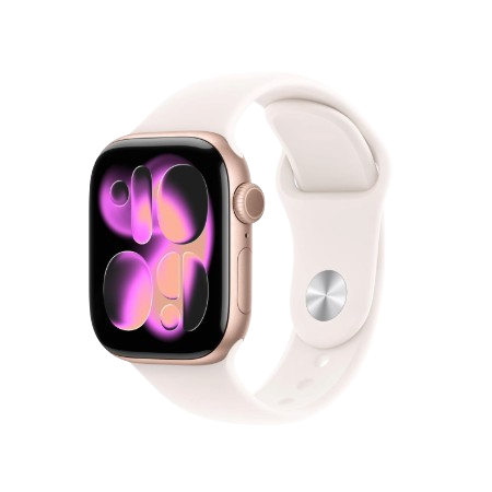 Apple Watch Series 11 GPS 42mm Jet Black Aluminium / Space Grey / Rose Gold Aluminium/Light Blush / Silver Aluminium/Purple Fog Case with Black Sport Band - S/M & M/L : Pre-booking ₹5,000