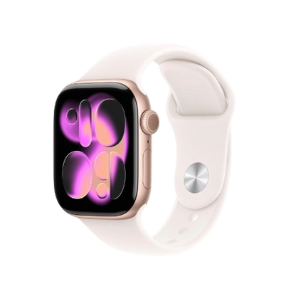 Apple Watch Series 11 GPS 42mm Jet Black Aluminium / Space Grey / Rose Gold Aluminium/Light Blush / Silver Aluminium/Purple Fog Case with Black Sport Band - S/M & M/L : Pre-booking ₹5,000
