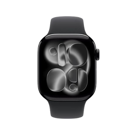 Apple Watch Series 11 GPS 42mm Jet Black Aluminium / Space Grey / Rose Gold Aluminium/Light Blush / Silver Aluminium/Purple Fog Case with Black Sport Band - S/M & M/L : Pre-booking ₹5,000