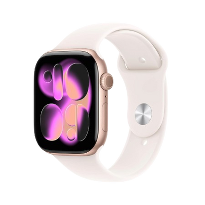 Apple Watch Series 11 GPS 46mm Jet Black Aluminium / Space Grey / Rose Gold Aluminium/Light Blush / Silver Aluminium/Purple Fog Case with Black Sport Band - S/M & M/L : Pre-booking ₹5,000