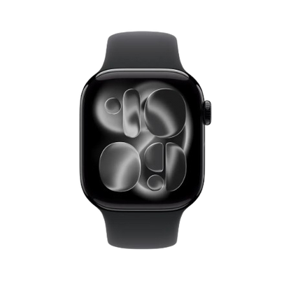 Apple Watch Series 11 GPS 46mm Jet Black Aluminium / Space Grey / Rose Gold Aluminium/Light Blush / Silver Aluminium/Purple Fog Case with Black Sport Band - S/M & M/L : Pre-booking ₹5,000