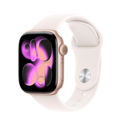 Apple Watch Series 11 GPS + Cellular 42mm Jet Black Aluminium / Space Grey / Rose Gold, Light Blush / Silver, Purple Fog with Sport Band - S/M & M/L : Pre-booking ₹5,000