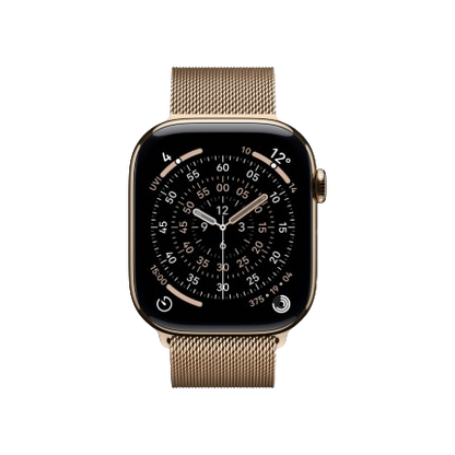 Apple Watch Series 11 GPS + Cellular 46mm Natural Titanium,Natural / Slate Titanium, Slate / Gold Titanium Case with Gold Milanese Loop- S/M & M/L : Pre-booking ₹5,000