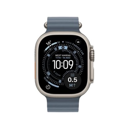 Apple Watch Ultra 3 GPS + Cellular 49mm Natural Titanium Case with Anchor Blue Ocean Band / Light Blue Alpine Loop (S/M/L) / Blue & Bright Blue Trail Loop (S/M, M/L
