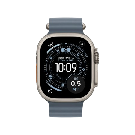 Apple Watch Ultra 3 GPS + Cellular 49mm Natural Titanium Case with Anchor Blue Ocean Band / Light Blue Alpine Loop (S/M/L) / Blue & Bright Blue Trail Loop (S/M, M/L