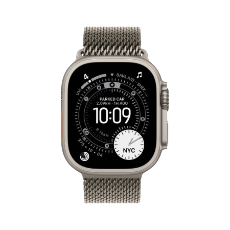 Apple Watch Ultra 3 GPS + Cellular 49mm Natural / Black Titanium Case with Natural / Black Titanium Milanese Loop - Small / Medium / Large