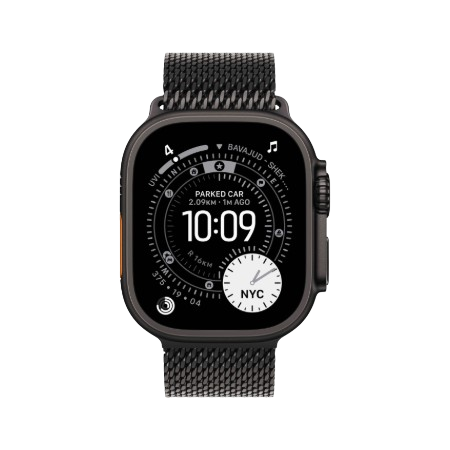 Apple Watch Ultra 3 GPS + Cellular 49mm Natural / Black Titanium Case with Natural / Black Titanium Milanese Loop - Small / Medium / Large