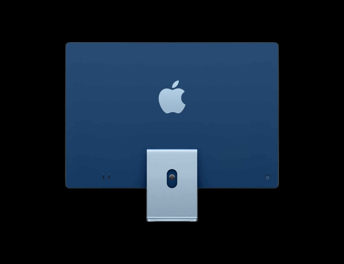 "Image of the 24-inch Apple iMac, showcasing its sleek and modern design. The all-in-one desktop is displayed at an angle, highlighting its thin profile, vibrant display, and minimalist aesthetic. The iconic Apple logo is prominently featured on the back of the device."