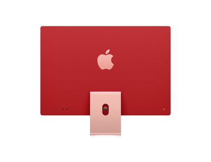 Image of the 24-inch Apple iMac in vibrant Green color, showcasing its bold and stylish design. The desktop is displayed at an angle, highlighting its colorful aluminum enclosure and matching accessories. The iconic Apple logo is prominently featured on the back of the device.