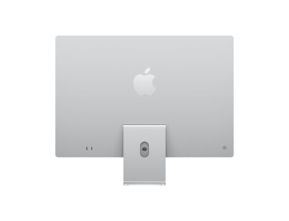 Image of the 24-inch Apple iMac in vibrant Green color, showcasing its bold and stylish design. The desktop is displayed at an angle, highlighting its colorful aluminum enclosure and matching accessories. The iconic Apple logo is prominently featured on the back of the device.