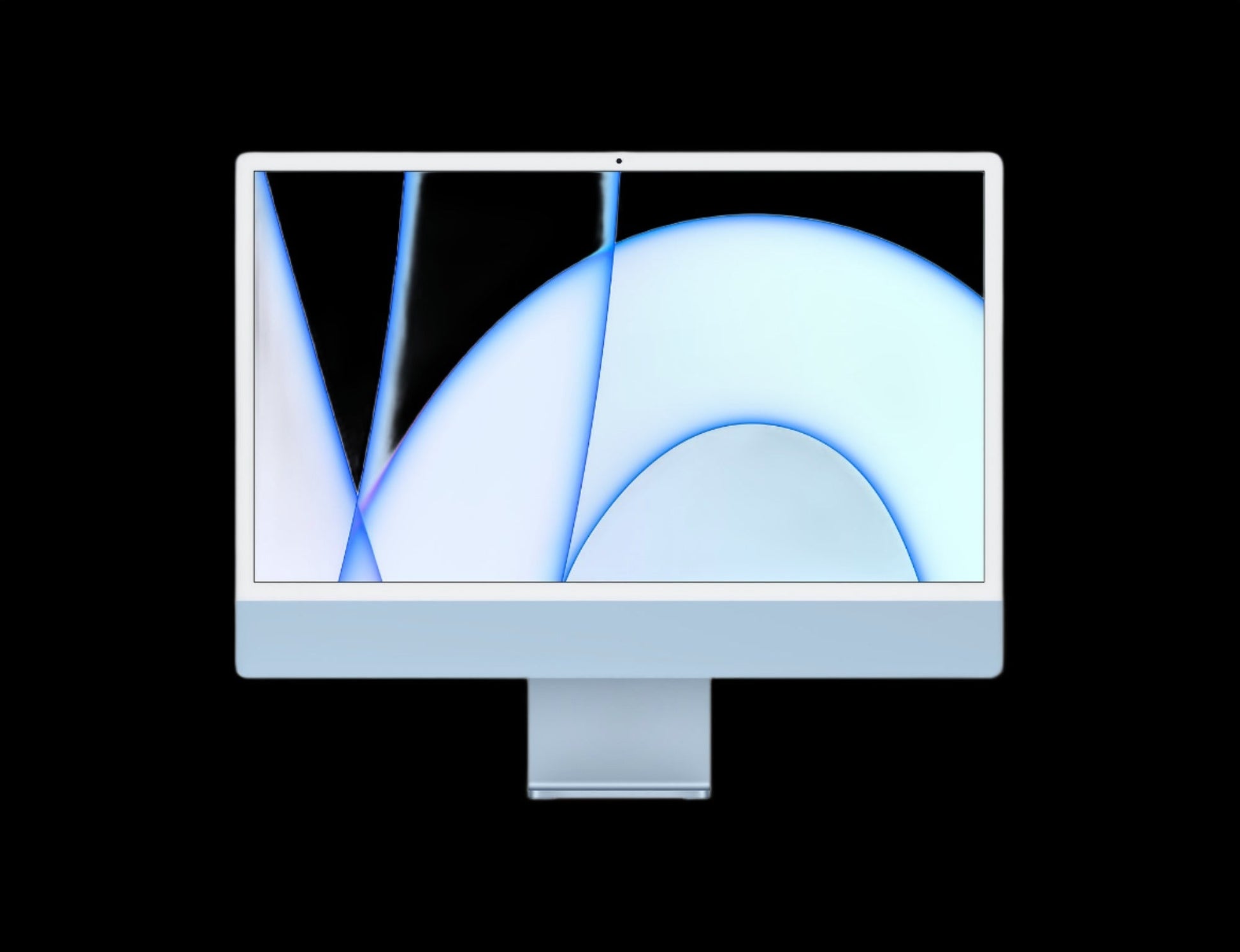 "Image of the 24-inch Apple iMac, showcasing its sleek and modern design. The all-in-one desktop is displayed at an angle, highlighting its thin profile, vibrant display, and minimalist aesthetic. The iconic Apple logo is prominently featured on the back of the device."